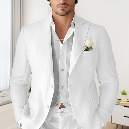 Men's Casual Linen Blazer Lightweight Sport Coat Regular Fit Formal Beach Wedding Groomsmen Jackets Suit 20252