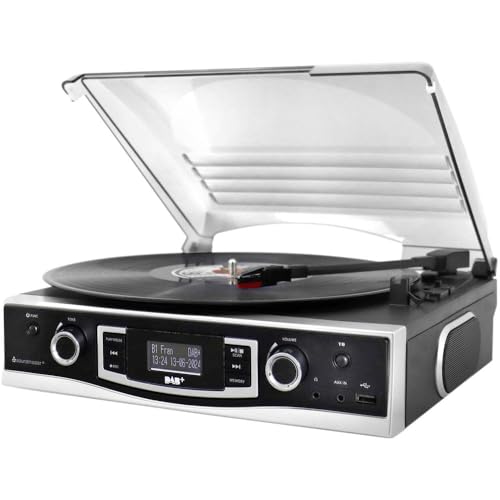 Soundmaster PL590SW Plattenspieler DAB+ Radio USB MP3 eingebaute Lautsprecher Kopfhörerbuchse Encoding