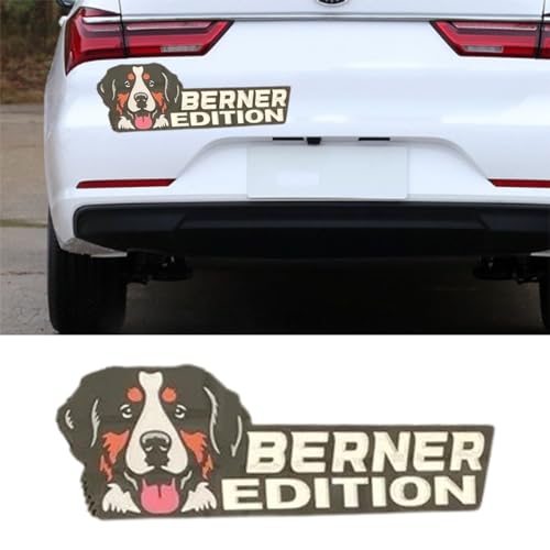 Image of Cute Dog Car Badge Laser Cutting Car Emblem,Funy 3D Acrylic Dogs Badge Rated Car Emblem Automotive Badge Decals and Stickers for Car, Truck, Rv, Boat Exterior Decoration (Bernese Mountain Dog)