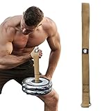 J Bryant Arm Wrestling Training Strap Belt Hand Grip- Ideal for Wrist Forearm and Biceps Workouts Multifunctional Home Gym Fitness Equipment Compatible with 1 inch and 2 inches Barbell Plates (Khaki)