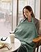 Blissful Diary Muslin Nursing Cover for Breastfeeding, Breathable Breastfeeding Cover up with Arch Neckline for Women, Nursing Apron (Roman Green)