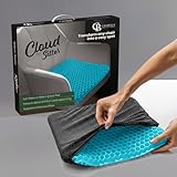 Casabella Gel Seat Cushion for Back Pain Relief - Honeycomb Orthopaedic Cushion for Sciatica & Coccyx Pain - Non-Slip, Breathable Office Chair & Car Seat Cushion for Long Sitting, Wheelchair Aqua Blue
