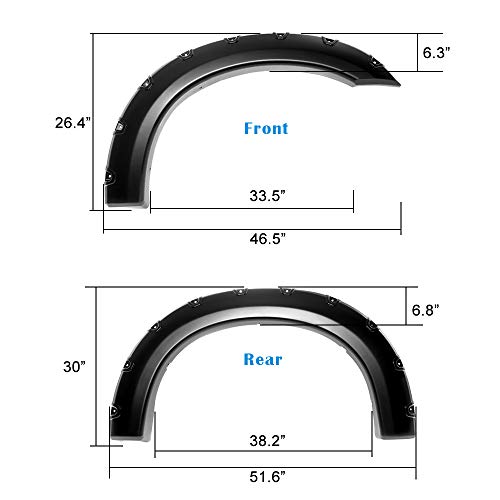 Aps Injection Moulding Pocket Rivet Style Impact Resistance Polypropylene Fender Flare Compatible With F-250 F-350 Super Duty 1999-2007 (Standard Bed 6.5Ft & Long Bed 8Ft) #TOP4