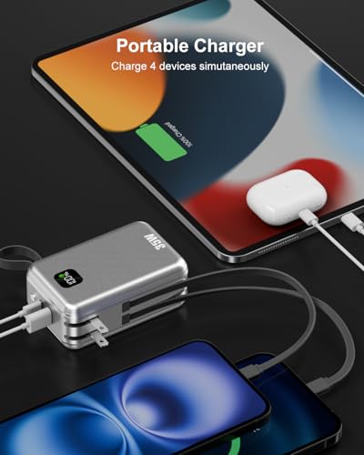 Feidyns 27000mAh Portable Charger with Wall Plug, 35W Fast Charging Power Bank Built-in Cables - Image 6