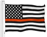 G128 Thin Orange Line American Flag | 3x5 Ft | LiteWeave Pro Series Printed 150D Polyester | Duty and Honor Flag, Indoor/Outdoor, Vibrant Colors, Thicker and More Durable Than 100D 75D Polyester