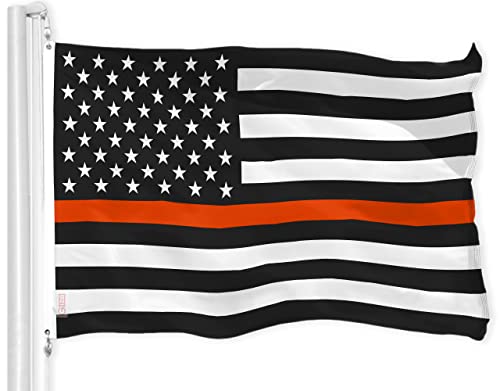 G128 Thin Orange Line American Flag | 3x5 Ft | LiteWeave Pro Series Printed 150D Polyester | Duty and Honor Flag, Indoor/Outdoor, Vibrant Colors, Thicker and More Durable Than 100D 75D Polyester