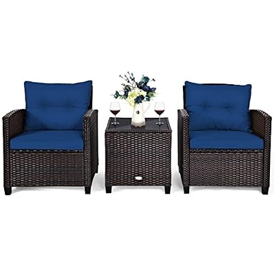 3 PCS Patio Furniture Set, OneSize, Navy
