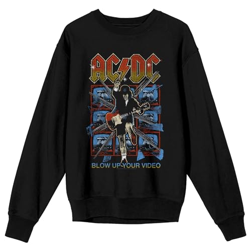 AC/DC Blow Up Your Video Adult Black Crew Neck Sweatshirt