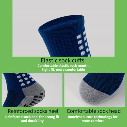Men's Athletic Soccer Socks Anti Non Slip For Football Basketball Sports Grip Socks 4 Pair (4 Pairs-Blue/Navy Blue/Purple/Lake Blue) #TOP4