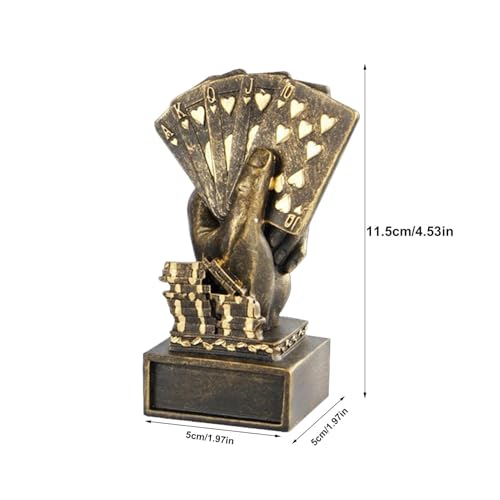Statue Handgemachte Pokerkarten – 4,52 Zoll große Harz-Statue, Poker-Trophäen auf der quadratischen Basis von mit individueller Gravur | Moderne Regaldekoration für Figuren – Bild 7