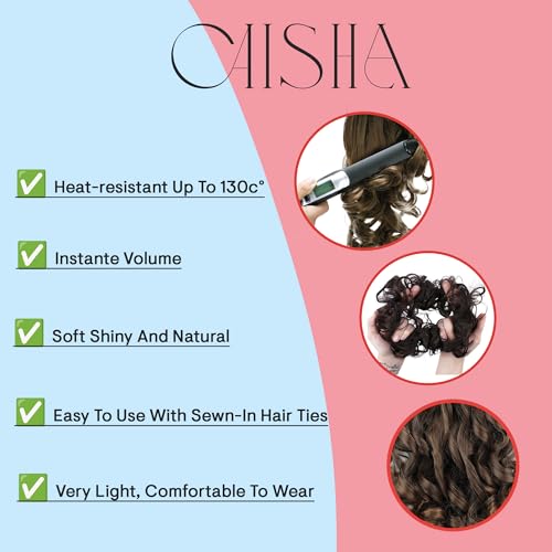 CAISHA Messy Scrunchie Bun Voluminous Wavy Hairpiece Heat-resistant Synthetic Fibres Brunette G12A