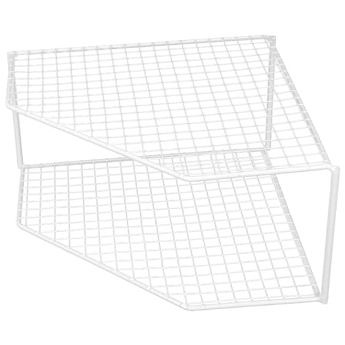 VOSAREA Scaffale Angolare Per Pentole Da Cucina, Organizer Multifunzione in Ferro Verniciato, Doppio Ripiano Antiruggine Griglia Per Scolare, Salvaspazio Per Angoli Di Cucine Domestiche e Bagno
