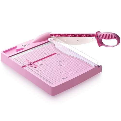 Image of Firbon 12 inch Guillotine Paper Cutter, Heavy Duty 30-Sheet Capacity Trimmer for Cardstock, Photos, Scrapbooking, Office, Classroom, Studio (Pink)