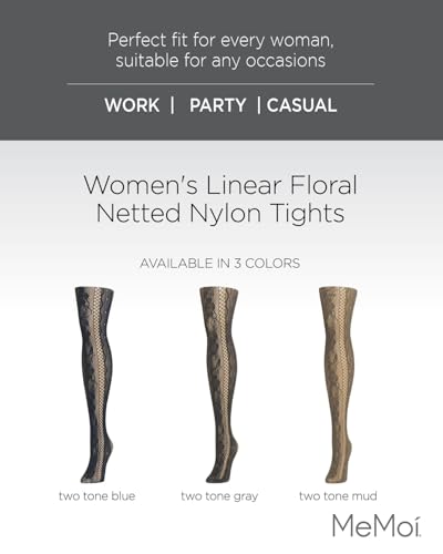 Image of MeMoi Women's Linear Floral Netted Nylon Tights