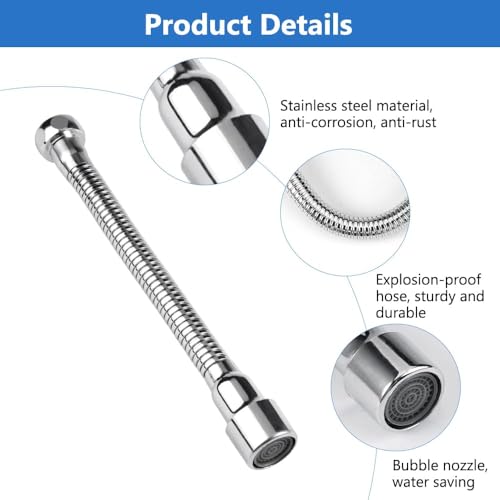 Extensor de grifo de acero inoxidable de 20 cm giratorio a 360 grados 4