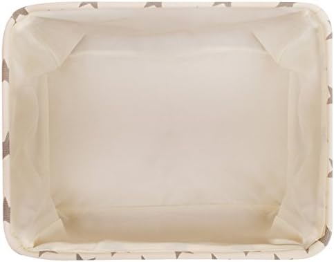 Cream Star Canvas Storage Basket - Rectangle Fabric Basket with Grey Stars  Perfect for Household Storage, Fabrics or Toys. Size: 40cms x 30cms x 25cms