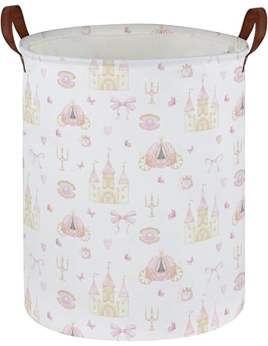 Image of Kids Laundry Hamper Kids Dirty Clothes Hamper Collapsible Waterproof Toys Storage Bin Boys and Girls Hampers Princess Room Decor Gift Baskets(Cute Princess)