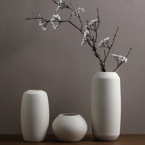 Vase Wabi-Sabi céramique blanche brossée grand format salon