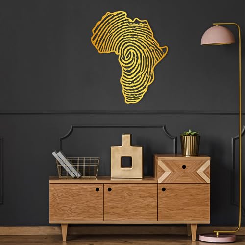 Africa Metal Wall Art, Fingerprint Metal Wall Map, African Map