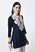 LIBOZA Rayon Kurti For Women - Short Chikankari Kurtis For Girls, Lakhnawi Tunic Top Kurta Design For Ladies, Woman Ethnic Kurthis Shirt With Sleeve (Medium, Navy Blue)