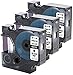 Oozmas Compatible Label Tape Black on Clear Replacement for Dymo 45010 S0720500 Refills for Label Maker 160 280 420P 220P 360D 450 210D, 3 Cartridges