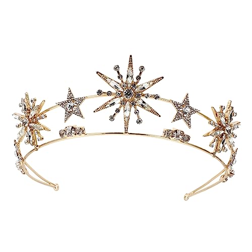 OSALADI Nupcial brilhante modelo de estrelas Crown Prop vestido de casamento tocado tira mulheres barroco Crowns fato brilhante Prom acessórios para o cabelo para mulheres meninas