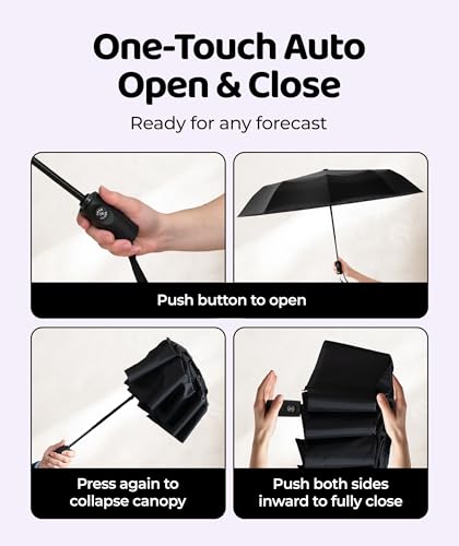 Image of Repel Windproof Travel Umbrella - Compact & Withstands Winds up to 100MPH , Strongest Premium Auto Folding Umbrella for Rain and Sun - Durable, Light & Portable for Women & Men , Fits Backpack & Cars