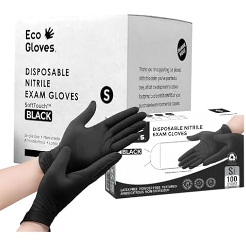 Disposable Nitrile Exam Gloves BLACK (5 Mil) | Latex-Free, Powder-Free | For Foodservice, Mechanic, Tattoo, Medical, Cleaning (1000, X-Large) Cover