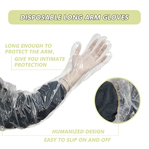 Silfgrlf 100 Pcs Veterinary Dressing Plastic Gloves Disposable, Extra Long Sleeve Gloves To Protect The Cleanliness Of The Arms, Insemination Rectal Gloves For Deer And Cow #TOP4