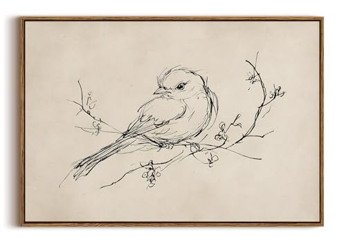 Image of KISSFOX Framed Wall Art Vintage Wall Decor Bird Pictures Rustic Animal Canvas Art Retro Paintings Farmhouse Artwork For Bedroom Living Room Kitchen