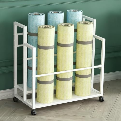 Organizador comercial para rollos de tela con ruedas para taller y hogar