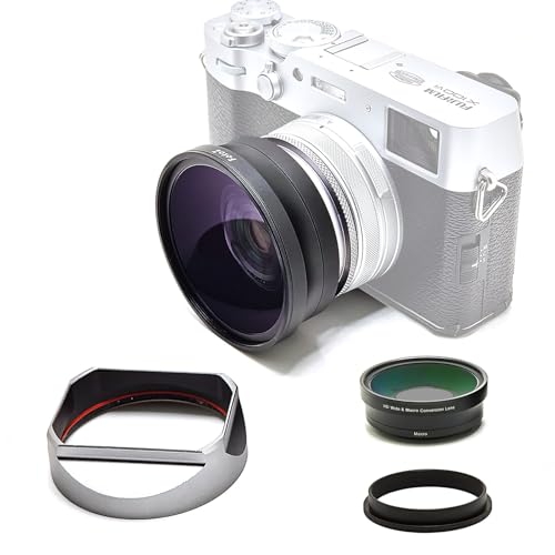Fujifilm X 100 V/X 100 VI�p��FotoZ�ϊ������Y�A49 mm 0.75 x�L�p�}�N���_�C�I�[�h�A�����Y�t�[�h�A�t�B���^�[�A�_�v�^�����O �t�� (�V���o�[)