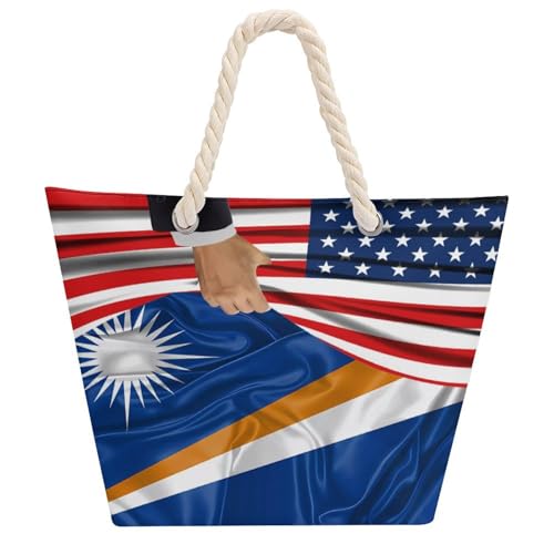 Tote Bag Large Handles Beach Bag with Zipper for Shopping Groceries Travel Outdoors Swim Pool Bag