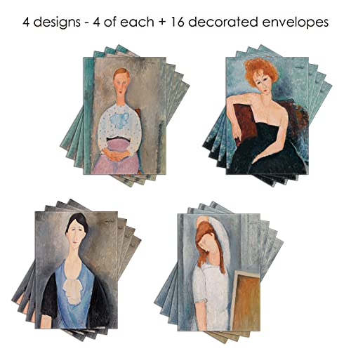 Image of RainCaper Fine Art Keepsake 5x7 Blank Stationery Greeting Note Cards With Decorative Envelopes, Gift Boxed Set of 16 | 300 GSM Cardstock (Barnes /Modigliani)