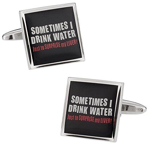 Mancuernillas Sometimes I Drink Water para hombre miniatura 1