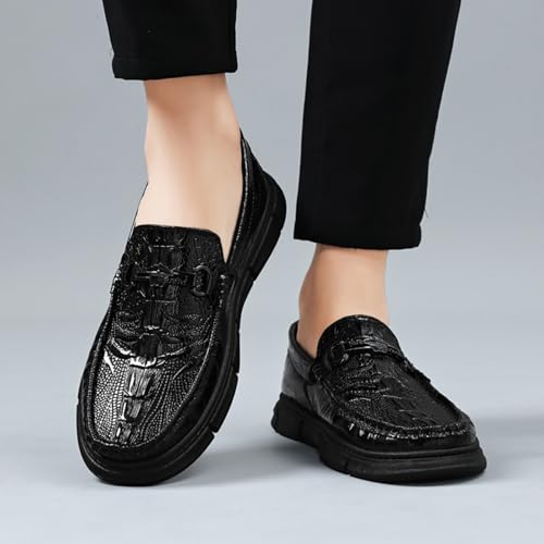 Men's Patent Leather Alligator - Embossed Loafers, Casual Slip - On Shoes, Driving Boat Shoes, Soft Penny Loafers for Men3