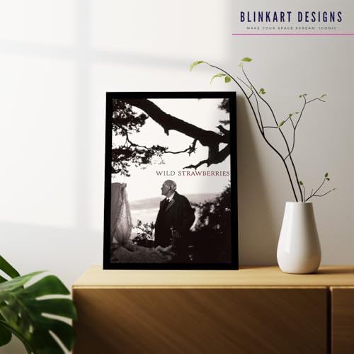 Image of BLINKART Wild Strawberries (1957) Movie Poster Frame 8x12 Inch | Premium 300 GSM Paper Wall Print | Vintage Film Artwork for Home, Bedroom, Living Room, Office | Framed Photo Decor