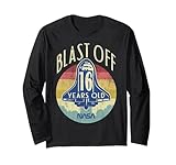 nasa space shuttle blast off 16th birthday retro ritratto maglia a manica