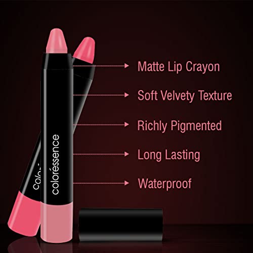 Image of Coloressence High Pigment Matte Lip Pencil Vitamins and Oxidant Infused 12 Hour Long Stay Smudge Proof Waterproof Lips Crayon - Cinnabar