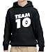 New Way 742 - Youth Hoodie Team 10 Ten #Team10 Unisex Pullover Sweatshirt Large Black
