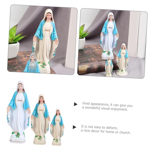 Set de 3 estatuas virgen María de resina miniatura 4