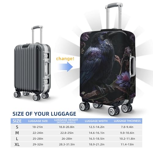 Raven Dark Fantasy Aesthetic Elastic Travel Luggage Covers Dustproof Scratch-Resistant Suitcase Protector Fit 22-24 Inch4