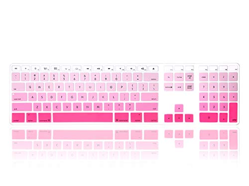 MMDW English Silicone Full Size Ultra Thin Keyboard Cover Skin for iMac G6 MB110LL B MB110LL A A1243 Keyboard with Numeric Keypad NumberPad(US Version),Gradient Pink