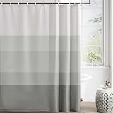 Vangao Duschvorhang 180x180 cm Grau Badewanne waschbar Textil Shower Curtains bunt Badezimmer Vorhänge mit Ösen Wasserabweisend Ombre Streifen Polyester modern Hotel mit 12 Haken