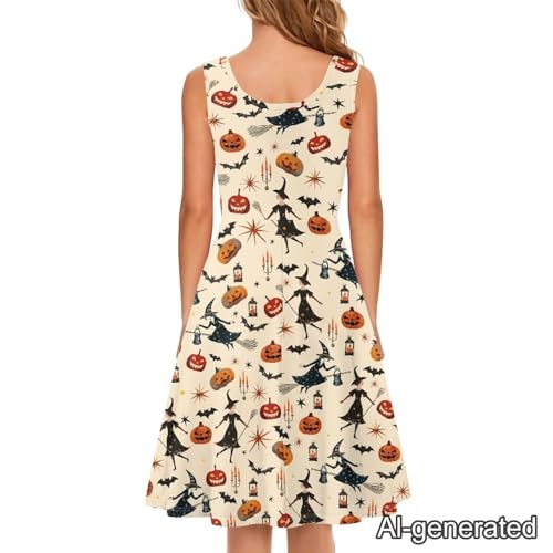 Image of Renewold Women's Sleeveless Tank Dress with Pockets, Casual Scoop Neck A-Line Sundress for Summer, Travel and Vacation
