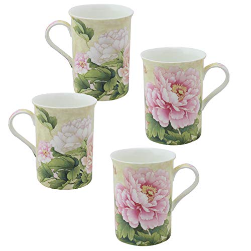 Grace Teaware Bone China Coffee Tea Mugs 9-Ounce, Set of 4