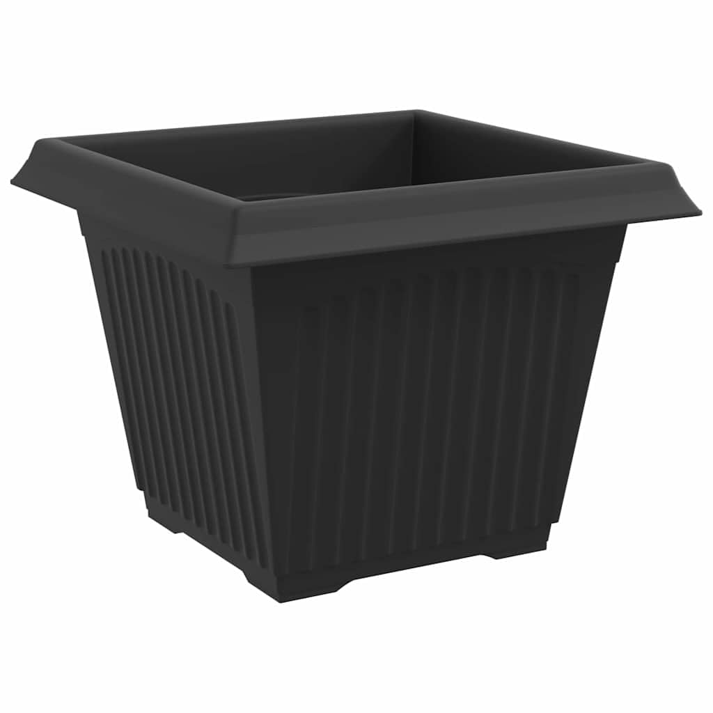 Fengshui Set di 6 fioriere in plastica nera, 28,5 cm | Quadrato, altezza 22 cm, con fori di drenaggio, per interni ed esterni