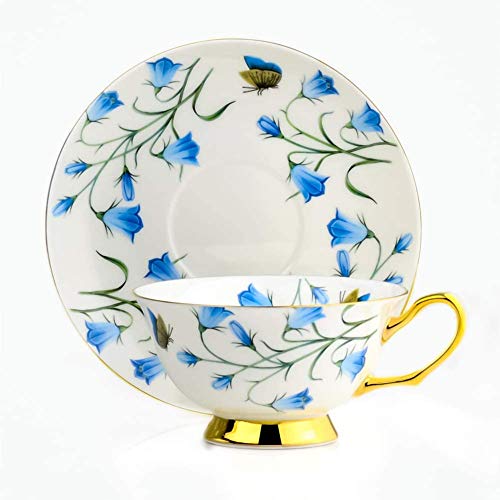 Pack of 4 Tea Cups and Saucers Set Fine Bone China Coffee Cups 6.8oz