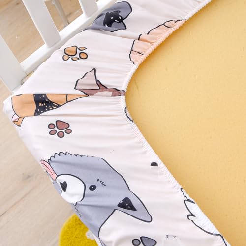 Image of Soft Printed Crib Sheet for Boys Girls,2 Pack TPU Waterproof Crib Mattress Sheet or Toddler Bed Sheet, Baby Fitted Crib Sheet (Cream(Waterroof))