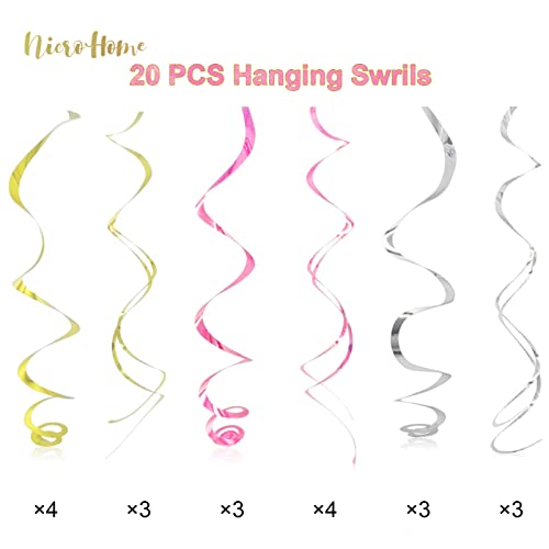 Nicrohome Unicorn Party Decorations, 30Pcs Unicorn Hanging Swirl With Glitter Cardboard, Unicorn Birthday Decorations For Girls #TOP3